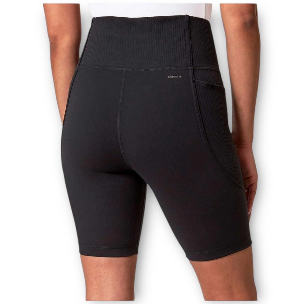NWT Mondetta High Waisted 9 Inseam Ribbed Womens Biker Short Small Black - Picture 4 of 7
